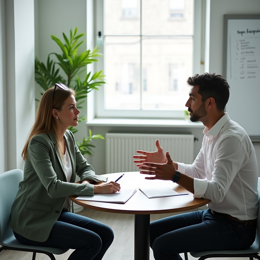 Intensives Coaching-Gespräch mit fokussierter Atmosphäre
